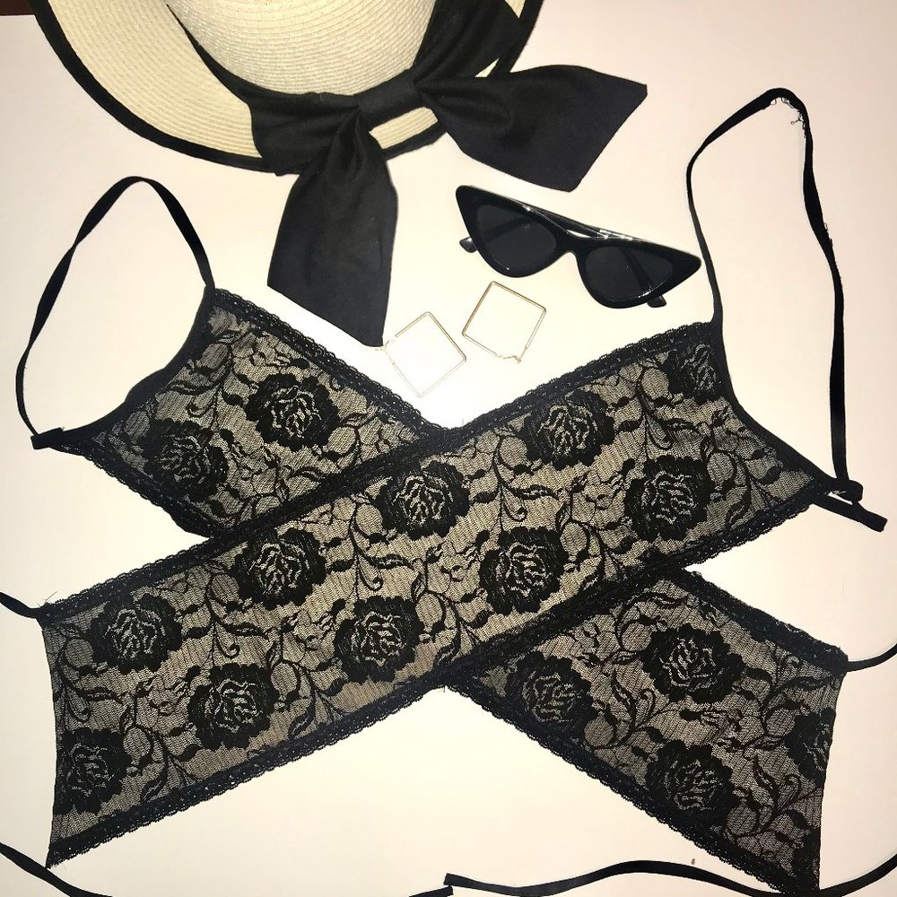Black Lace Wrap Crop Top - Poetry Brand